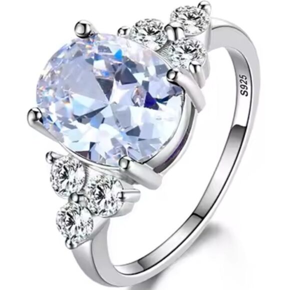 925 STERLING SILVER RING WITH PINK OR CLEAR ZIRCON - Picture 2 of 2